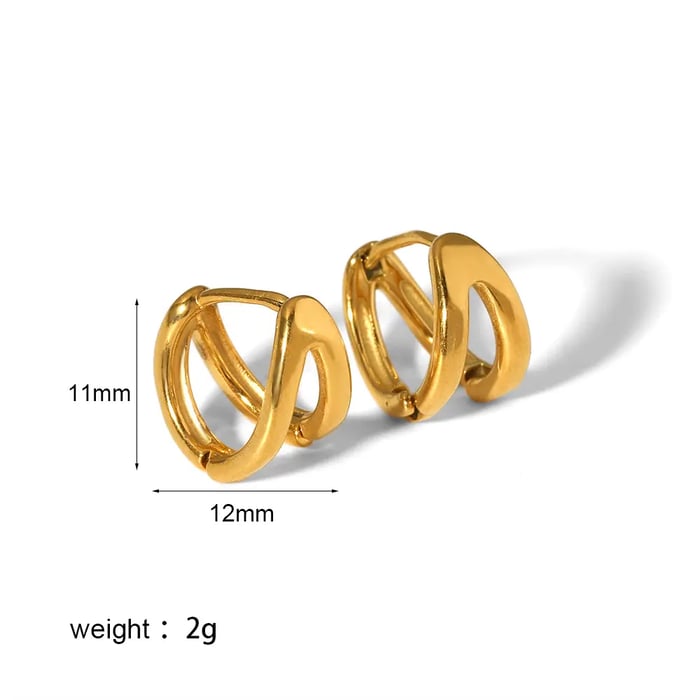 1 pair simple series classic geometric stainless steel  gold plated women hoop earrings h5Picture2